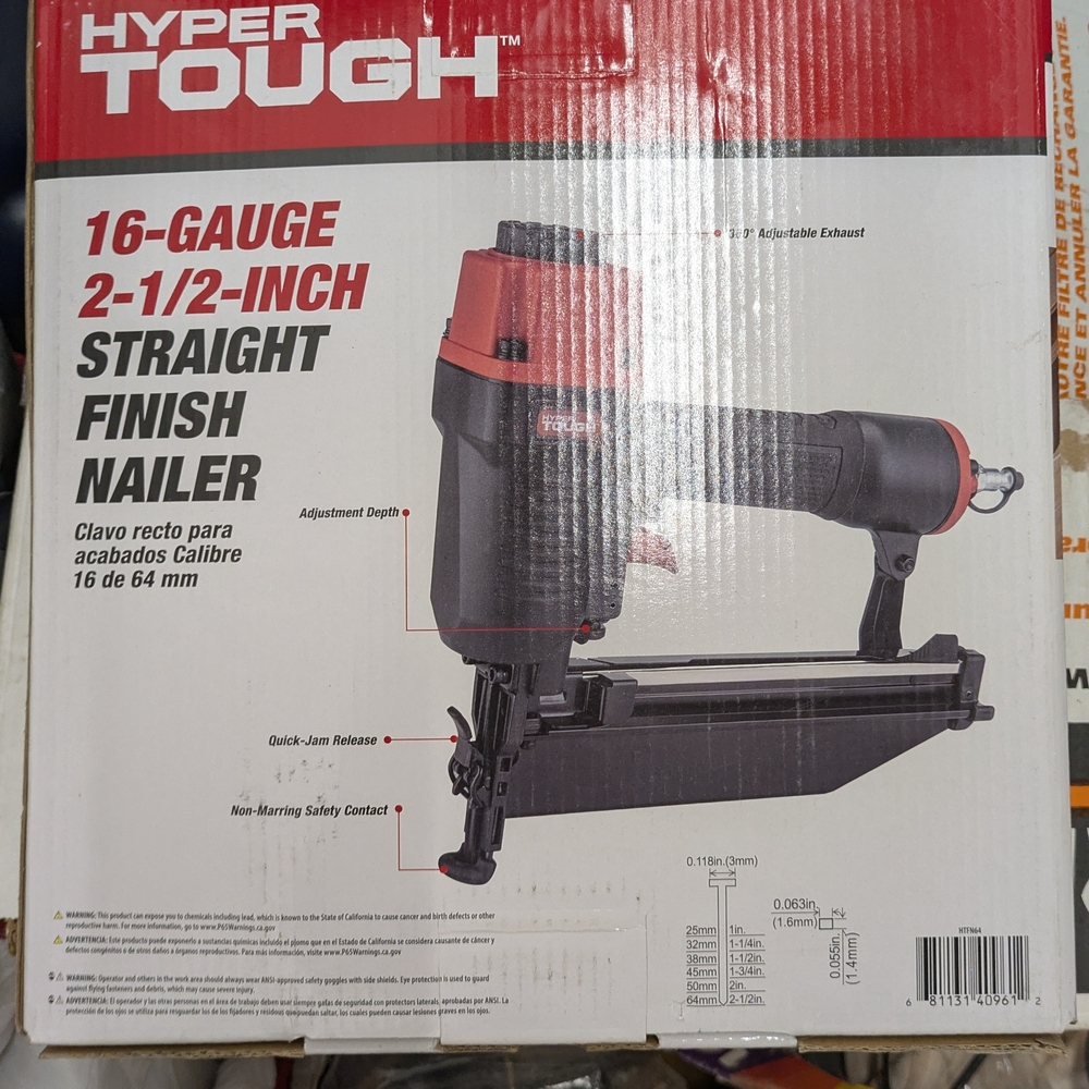 Hyper Tough Red and Black 16-Gauge Finish Nailer